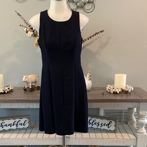 LOFT Navy Sleeveless Fit-and-Flare Dress